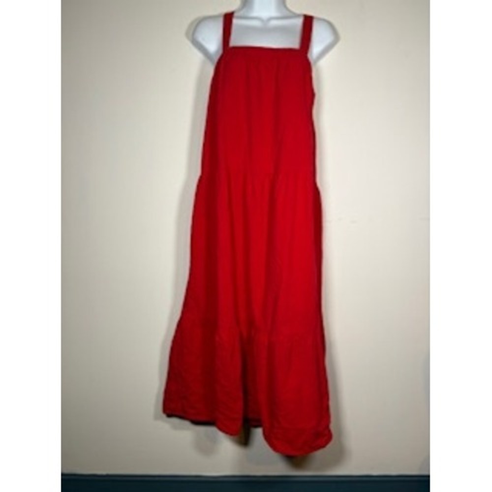 Universal Thread Midi Dress M Red Tiered Cotton Crossback Sun Dress Cottagecore